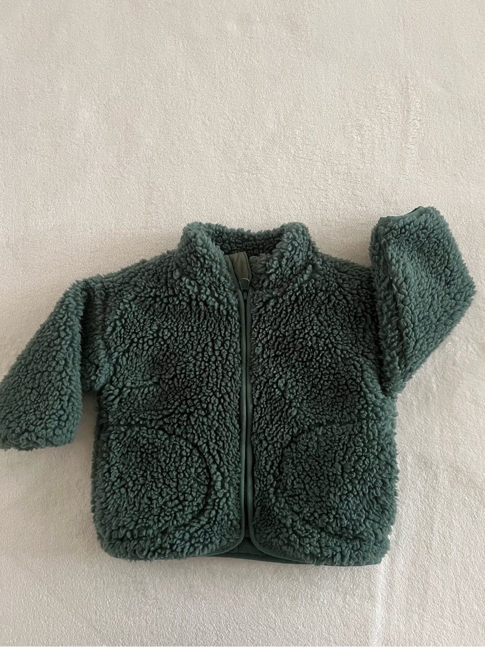 Little Co Cozy Kids Sherpa Puffer Jacket in Green 9M